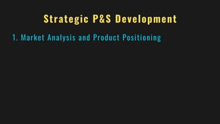 Strategic P&S Development
1. Market Analysis and Product Positioning
 