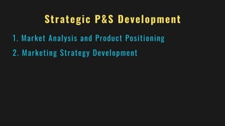 Strategic P&S Development
1. Market Analysis and Product Positioning
2. Marketing Strategy Development
 