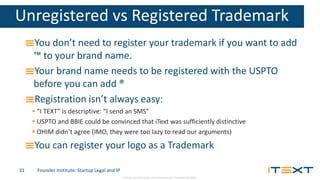© 2014, iText Group NV, iText Software Corp., iText Software BVBA
Unregistered vs Registered Trademark
You don’t need to r...