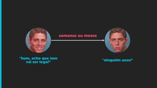 “hum, acho que isso
vai ser legal”
“ninguém usou”
semanas ou meses
 