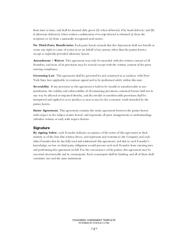 Startup Founders Agreement Template