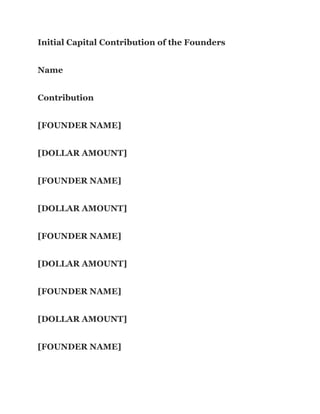 Initial Capital Contribution Example Founders Agreement Template.docx