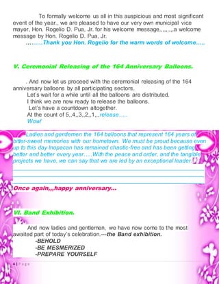 Founding anniversary script 2016 (macunay,rigino) | PDF