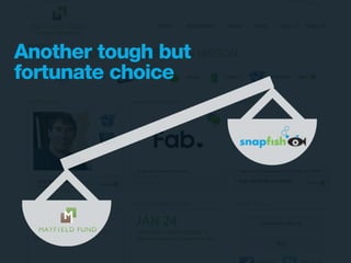 Another tough but
fortunate choice




  Investing in Relationships
 