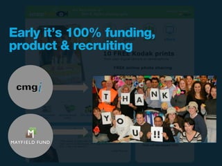 Early it’s 100% funding,
product & recruiting
 