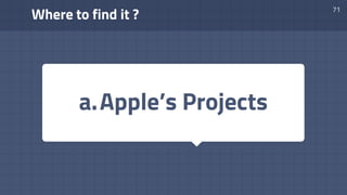 Where to find it ?
71
a.Apple’s Projects
 