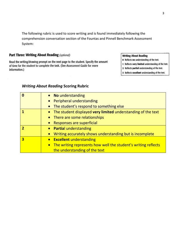 Fountas and pinnell writing assessment