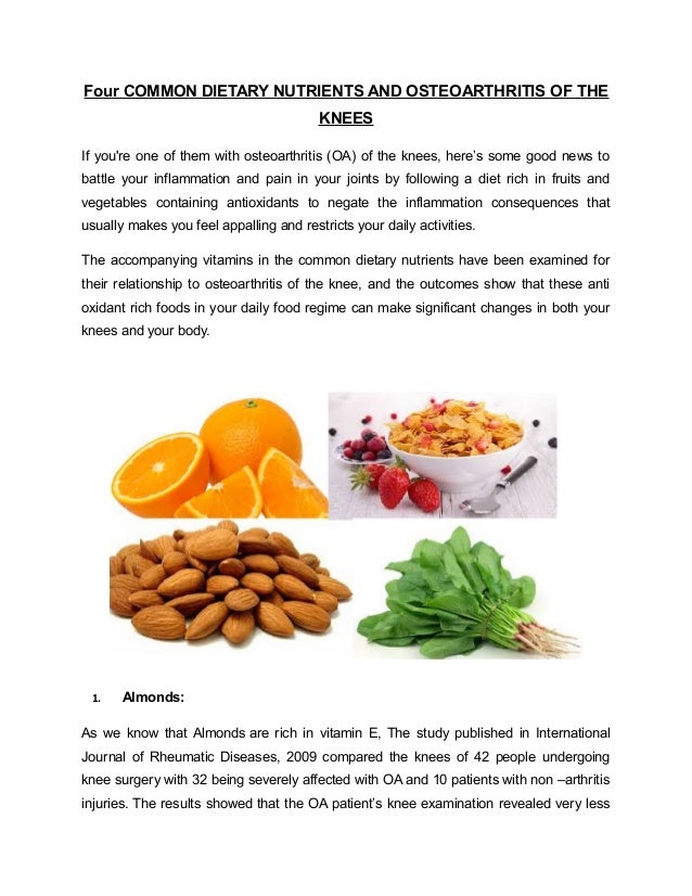 Four Common Dietary Nutrients And Osteoarthritis of The Knees