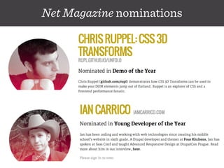 Net Magazine nominations
 
