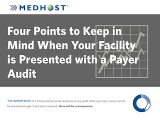 THE IMPORTANCE of a timely and accurate response to any audit letter you may receive cannot
be stressed enough. If you don’t respond, there will be consequences.
Four Points to Keep in
Mind When Your Facility
is Presented with a Payer
Audit
 
