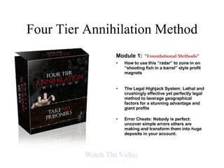 Four Tier Annihilation Method ,[object Object],[object Object],[object Object],[object Object],Watch The Video 