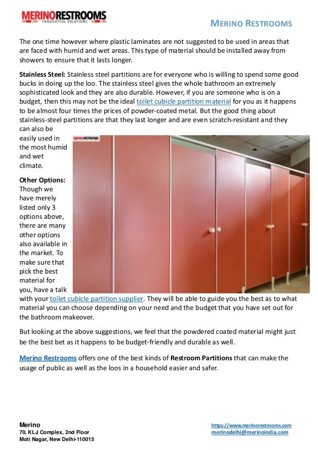 Four Types of Toilet Cubicle Partition Material available in the Market