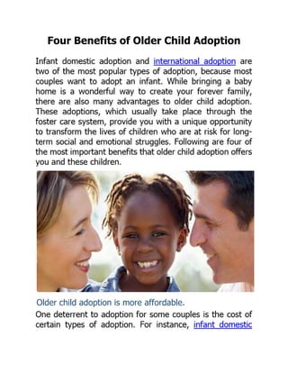 Four Benefits of Older Child Adoption
Older child adoption is more affordable.
 