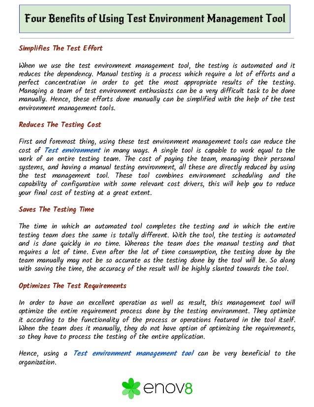 Four benefits of using test environment management toolFour Benefits of