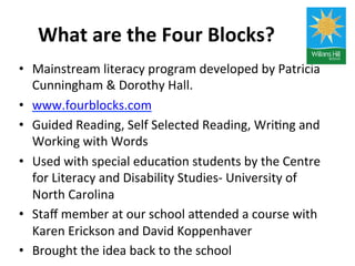 Four Blocks Literacy for Students with Complex Communication Needs | PDF