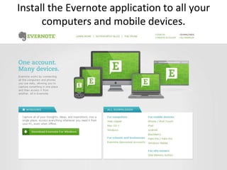 Install the Evernote application to all your computers and mobile devices.