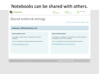 Notebooks can be shared with others.