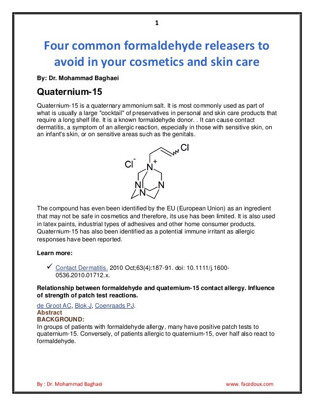 Four common formaldehyde releasers to avoid in your cosmetics and ski…