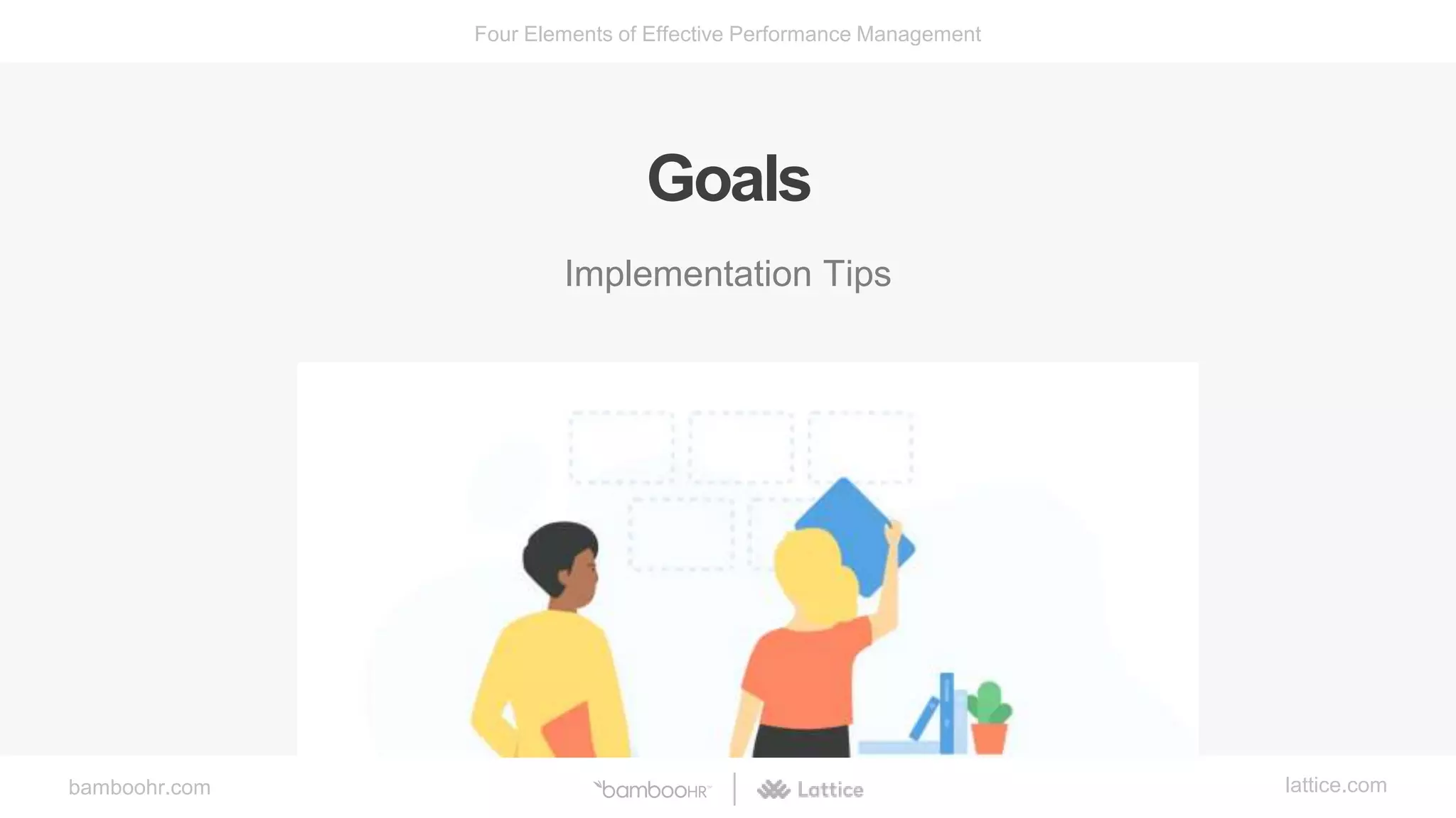 bamboohr.com lattice.com
Four Elements of Effective Performance Management
Goals
Implementation Tips
 