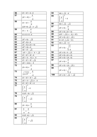 Four Fours Solutions | PDF Four Fours Solutions | PDF