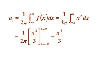 1
a0 
2
1

2



1
f  x  dx 
2




x 

x 


3
3
  x  
3

2






2

x dx

 