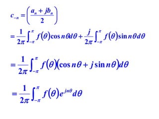  an  jbn 
c n  

2 

1 
j

 f  cos nd  2
2

1

2

1

2





  f  sin n d


  f  cos n  j sin n d




  f   e


jn

d

 
