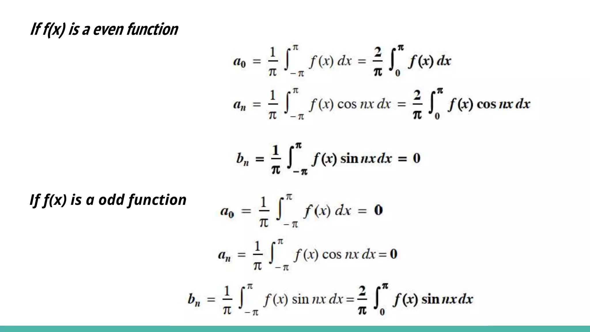 If f(x) is a even function
If f(x) is a odd function
 