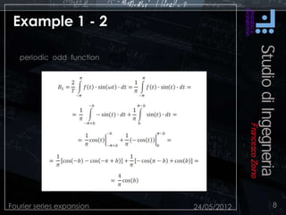 Example 1 - 2
24/05/2012Fourier series expansion 8
periodic odd function
 