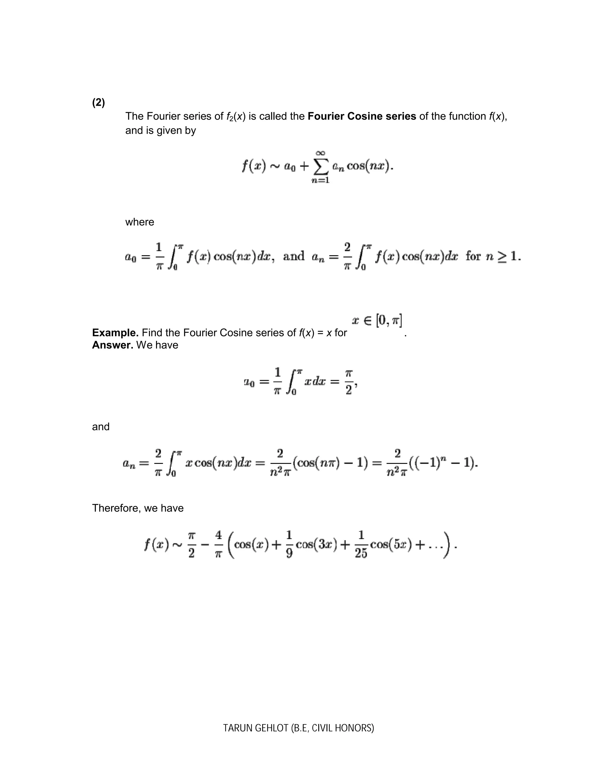 Fourier sine and cosine series | PDF