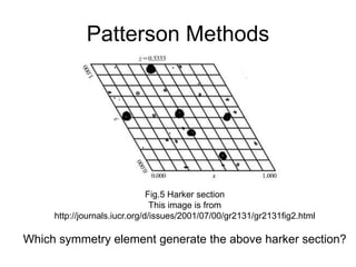 Patterson Methods
Fig.5 Harker section
This image is from
http://journals.iucr.org/d/issues/2001/07/00/gr2131/gr2131fig2.h...