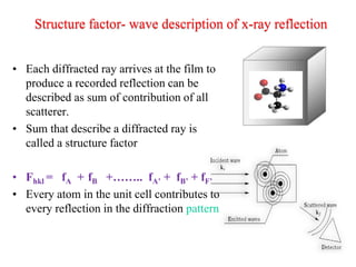 • The mathematical process of connecting the diﬀraction of x-rays with the crystal structure is based in
Fourier analysis....