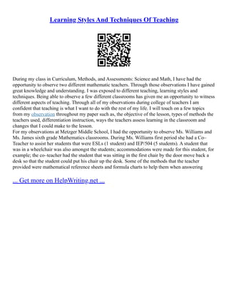 Four Learning Styles | PDF