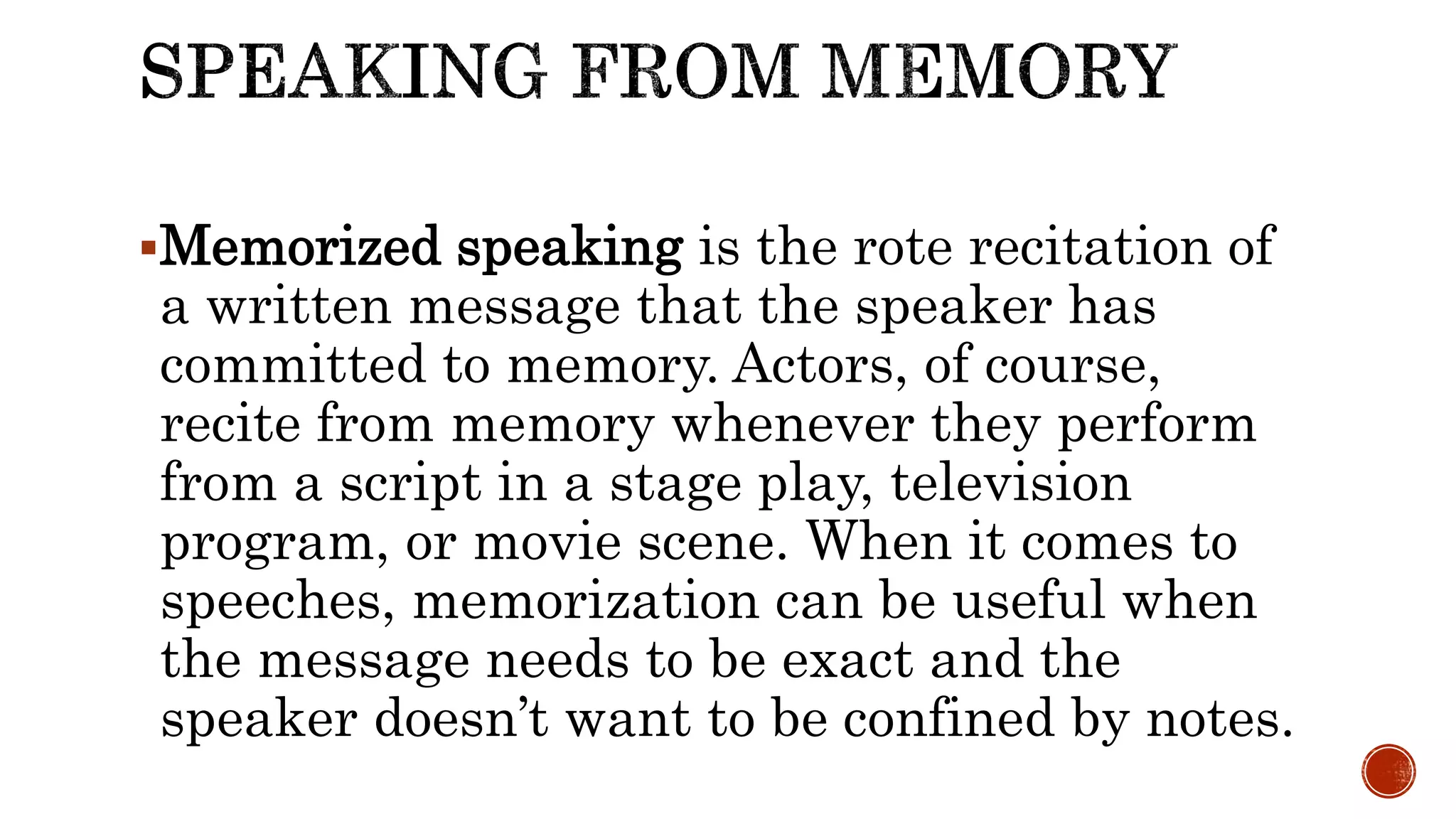Script Speech Direction Four methods of speech delivery.pptx