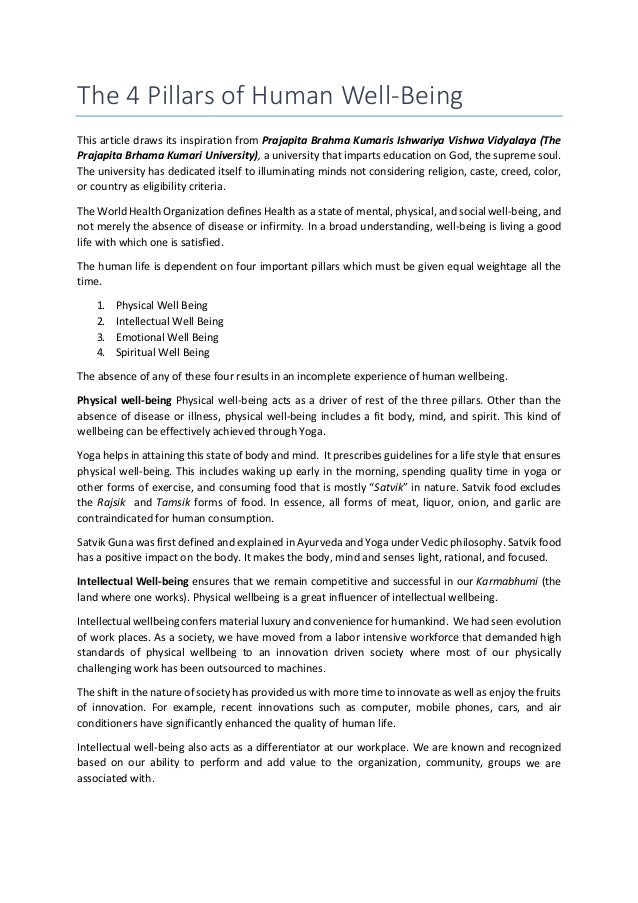 Four Pillars of Human WellBeing