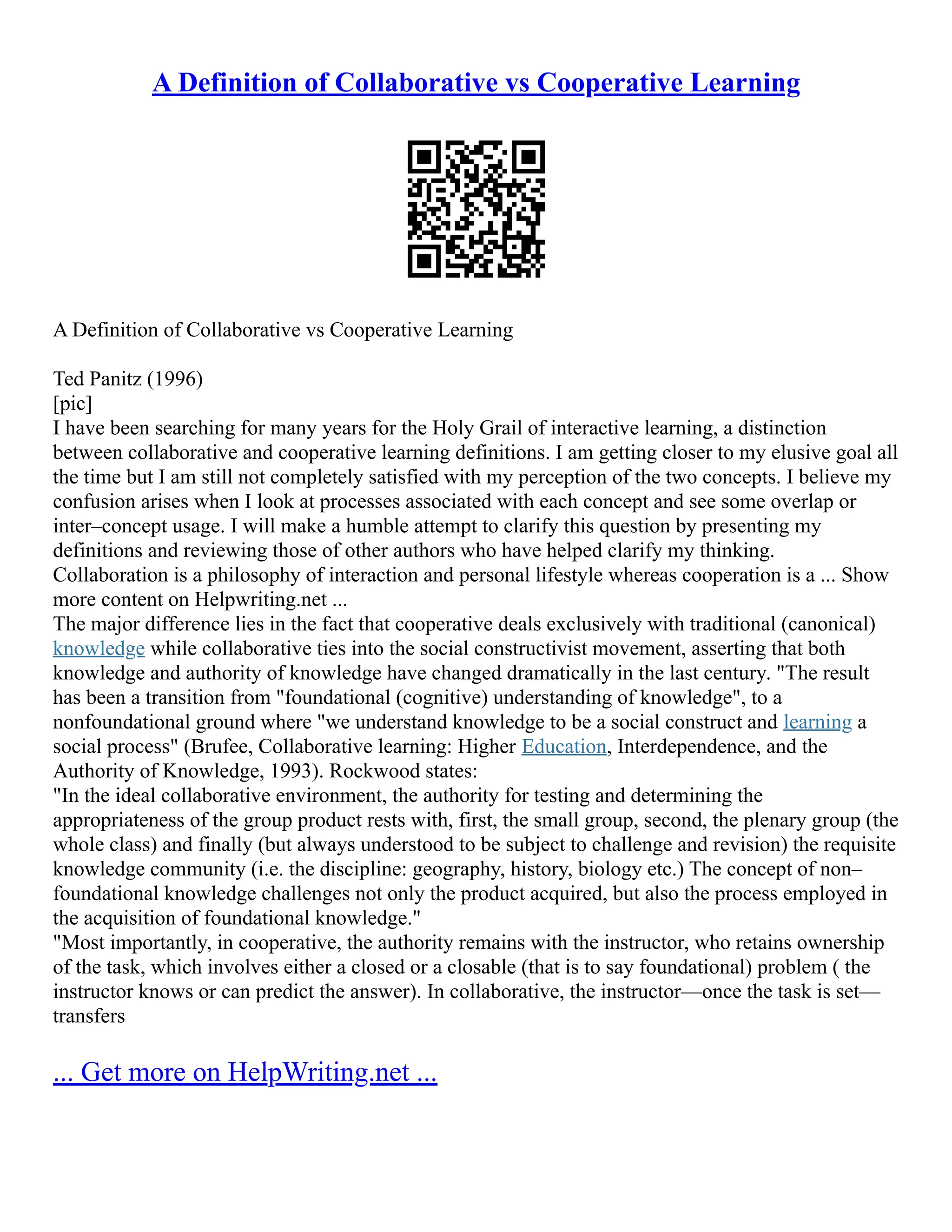 Four Principles Of Collaborative Learning | PDF