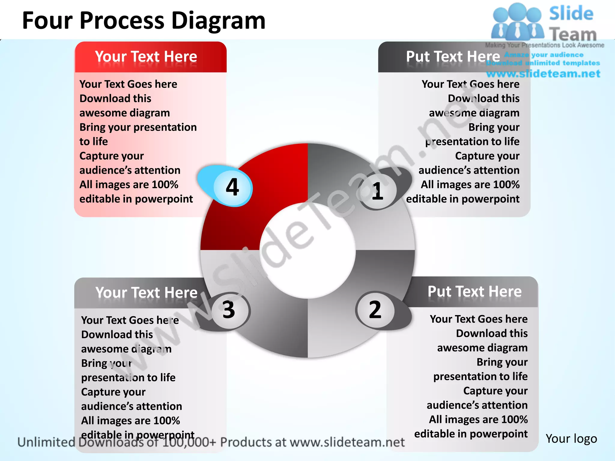 Four process diagram powerpoint templates 0712 | PPT