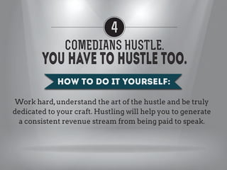 4
COMEDIANS HUSTLE.
REMEMBER:
It’s rare for even the best public speakers to express that
they have “natural ability”. The...