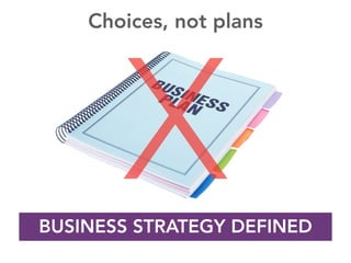 BUSINESS STRATEGY DEFINED
X
Choices, not plans
 