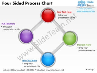 Four Sided Process Chart
                                                  Your Text Here
                                                  • Bring your
                                                    presentation to life

Put Text Here
• Bring your
  presentation to life




                                                                           Put Text Here
                                                                           • Bring your
                                                                             presentation to life



                         Your Text Here
                         • Bring your
                           presentation to life
                                                                                      Your logo
 