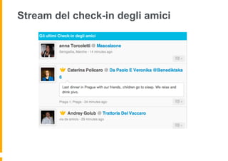 Stream del check-in degli amici
 