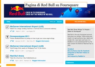 Pagina di Red Bull su Foursquare




| 31   |   Facebook marketing – Leonardo Bellini
 