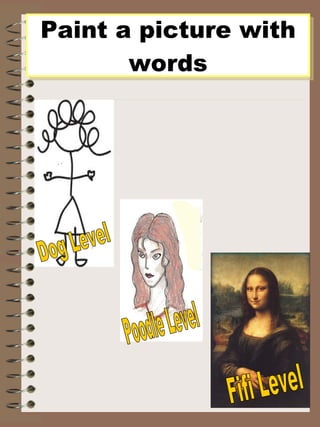 Paint a picture with words Dog Level Poodle Level Fifi Level 