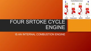 FOUR SRTOKE CYCLE
ENGINE
IS AN INTERNAL COMBUSTION ENGINE
 