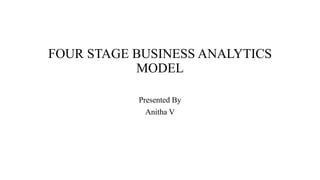 FOUR STAGE BUSINESS ANALYTICS
MODEL
Presented By
Anitha V
 