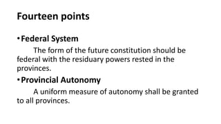 Fourteen points of jinnah | PPTX