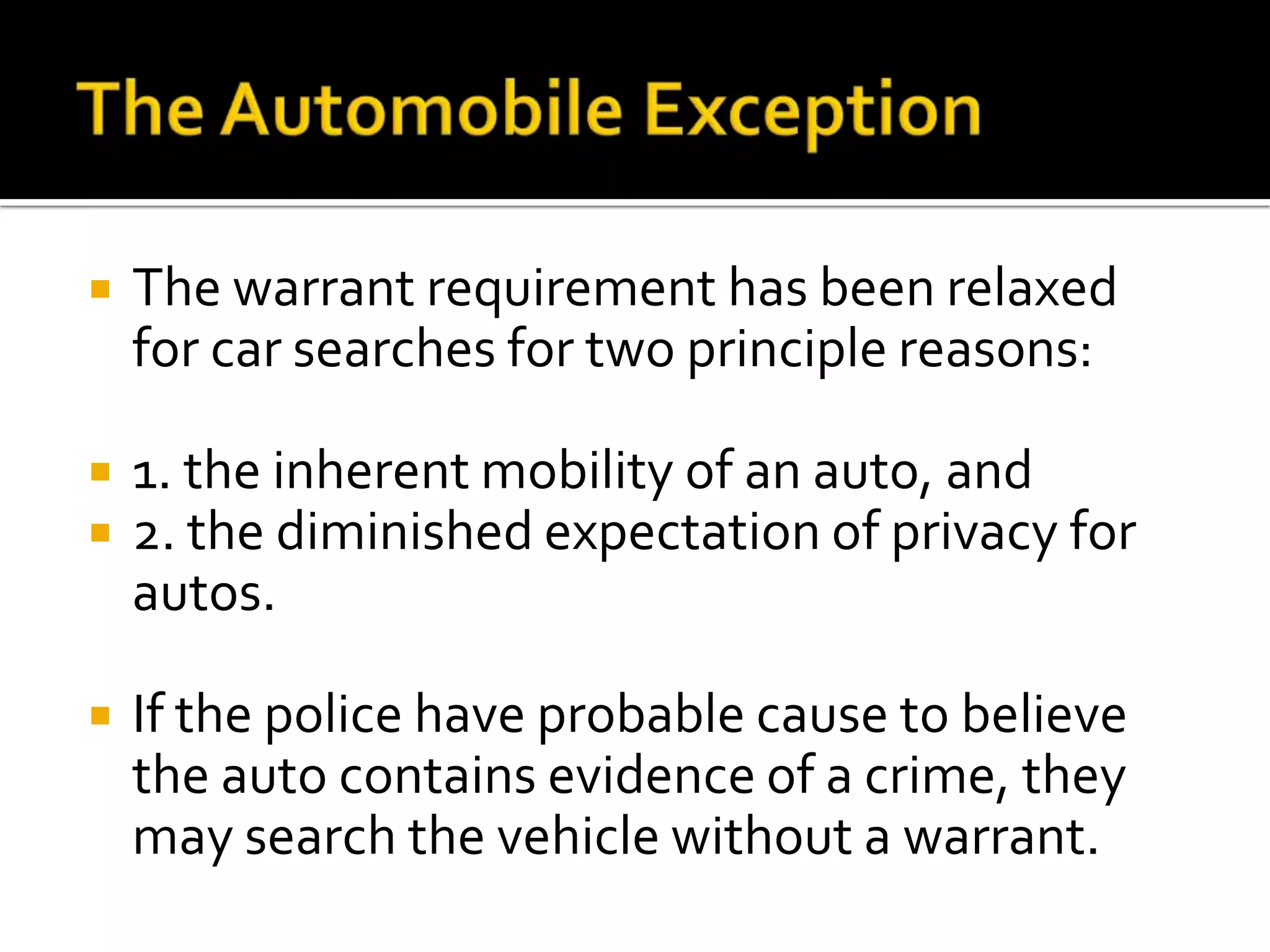 Requirements: Search WarrantDisinterested magistrate (judicial officer)Warrant must be issued by a “neutral and detached” magistrate.Not a rubber stamp for the police.