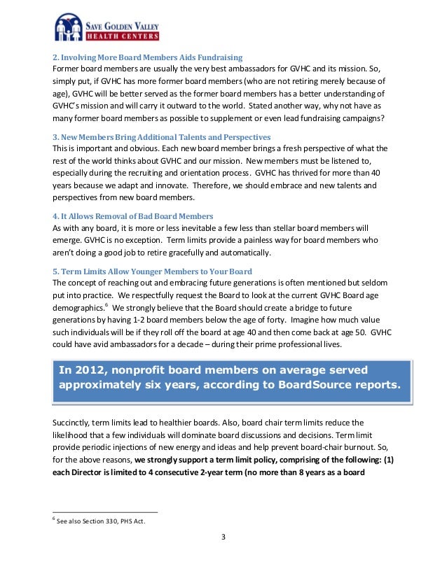 Fourth letter to the board term limit and board size