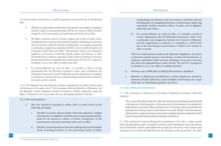 Ethics in Governance                                                                               Ethical Framework



     2.6.10 Given these circumstances, it would be appropriate to amend the law on the following                                     undertakings and statutory and non-statutory authorities directly
     lines:                                                                                                                          deciding policy or managing institutions or authorizing or approving
                                                                                                                                     expenditure shall be treated as offices of profit, and no legislator
               •       All offices in purely advisory bodies where the experience and insights of a legislator                       shall hold such offices.
                       would be inputs in governmental policy will not be treated as offices of profit,
                       irrespective of the remuneration and perks associated with such an office.                             iii.   If a serving Minister, by virtue of office, is a member or head of
                                                                                                                                     certain organizations like the Planning Commission, where close
               •       All offices involving executive decision making and control of public funds,                                  coordination and integration between the Council of Ministers
                       including positions on the governing boards of public undertakings and statutory                              and the organization or authority or committee is vital for the
                       and non-statutory authorities directly, deciding policy or managing institutions                              day-to-day functioning of government, it shall not be treated as
                       or authorizing or approving expenditure shall be treated as offices of profit, and                            office of profit.
                       no legislator shall hold such offices. (Discretionary funds at the disposal of
                       legislators or the power to determine specific projects and schemes, or select                         (The use of discretionary funds at the disposal of legislators, the power
                       the beneficiaries or authorize expenditure shall constitute discharge of executive                     to determine specific projects and schemes, or select the beneficiaries or
                       functions and will invite disqualification under Articles 102 and 191, irrespective                    authorize expenditure shall constitute discharge of executive functions
                       of whether or not a new office is notified and held).                                                  and will invite disqualification under Articles 102 and 191, irrespective
                                                                                                                              of whether or not a new office is notified and held.)
               •       If a serving Minister, by virtue of office, is a member or head of certain
                       organizations like the Planning Commission, where close coordination and                        b.     Schemes such as MPLADS and MLALADS should be abolished.
                       integration between the Council of Ministers and the organization or authority
                       or committee is vital for the day-to-day functioning of government, it shall not                c.     Members of Parliament and Members of State Legislatures should be
                       be treated as office of profit.                                                                        declared as ‘Public Authorities’ under the Right to Information Act, except
                                                                                                                              when they are discharging legislative functions.
     2.6.11 The Supreme Court has held that members of legislatures are public servants under
     the Prevention of Corruption Act26. The Commission feels that Members of Parliament and                     2.7 Code of Ethics for Civil Servants
     the Members of State Legislatures should be declared as ‘Public Authorities’ under the
     Right to Information Act except when they are discharging legislative functions.                            2.7.1 The Committee on Prevention of Corruption (‘Santhanam Committee’-1964) had
                                                                                                                 remarked:
     2.6.12 Recommendations:
                                                                                                                       “For a country like India, development of her material resources and raising the standards of life
               a.      The Law should be amended to define office of profit based on the                               of all classes are, indeed imperative. At the same time, the deterioration in the standards of
                       following principles:                                                                           public life has to be arrested. Ways and means have to be found to ensure that idealism and
                                                                                                                       patriotism have the proper place in the ambition of our youth. The lack of moral earnestness,
                       i.       All offices in purely advisory bodies where the experience, insights                   which has been a conspicuous feature of recent years, is perhaps the greatest single factor which
                                and expertise of a legislator would be inputs in governmental policy,                  hampers the growth of strong traditions of integrity and efficiency.”
                                shall not be treated as offices of profit, irrespective of the
                                remuneration and perks associated with such an office.                           2.7.2 The inculcation of values facilitating the subordination of the self to a larger, societal
                                                                                                                 good, and engendering a spirit of empathy for those in need of ameliorative state interventions
                       ii.      All offices involving executive decision making and control of public            are not skills which could be easily imbibed after joining the civil services. Such attitudes need
                                funds, including positions on the governing boards of public                     nurturing over not merely individual life-times, but through successive generations - the ‘right’

40                                                                                                                                                                                                                          41
     26
          P V Narasimha Rao v State (CBI/SPE) AIR 1998 SC 2120
 