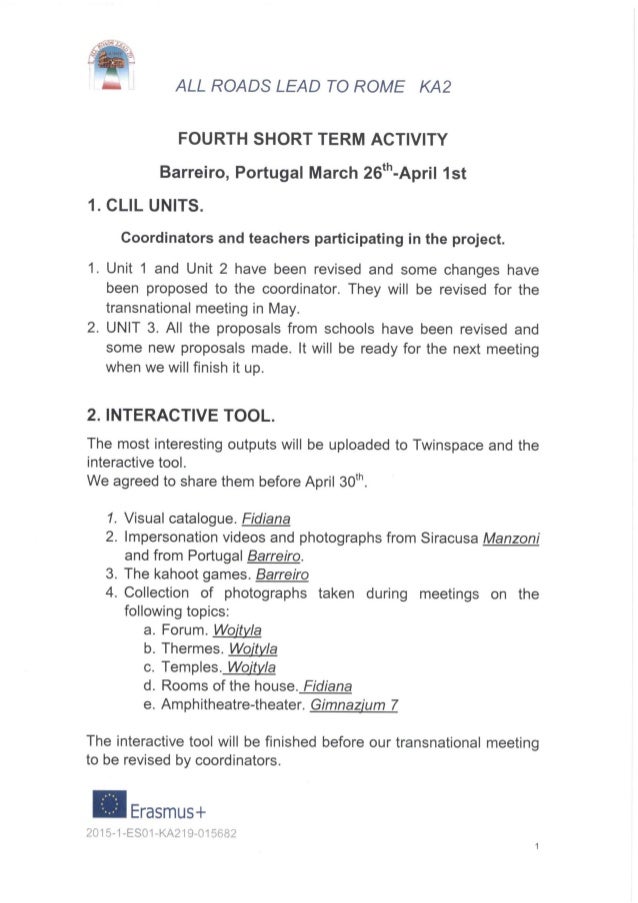 Report of the 4th short-term activity activity