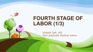 FOURTH STAGE OF
LABOR (1/3)
Mukesh Sah, MD
Post graduate Medical Intern
 